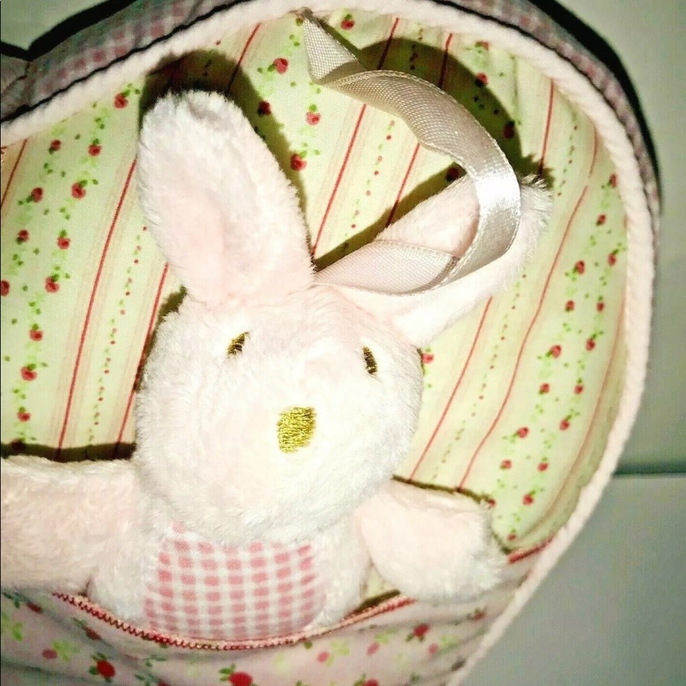 New Heart Pillow w/Bunny Rattle Attached - Picture 2 of 8